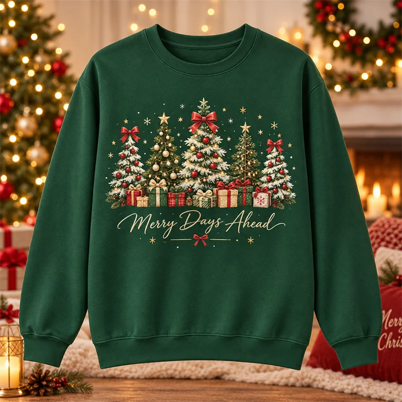 Christmas Crewneck Sweatshirt Santa Snowman Penguin Cat Dog Moose Holiday Graphic Pullover Winter Casual Party Streetwear Top
