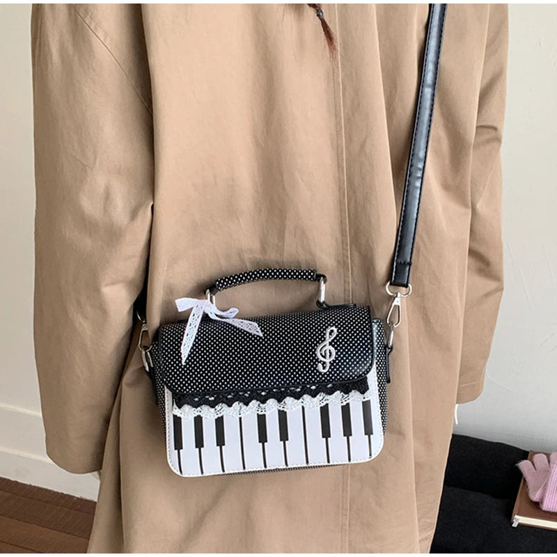 Fashion Polka Dot Ladies Piano Bag New Style Niche Underarm Shoulder Bag Sweet Personality Piano Backpack Women's Bag Square Bag