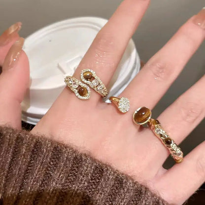 Fashion Trend Pink Crystal Bowknot Heart Rings Zircon Ring Y2K Shiny Zircon Rings for Women Girls Party Aesthetic Jewelry 2024 N