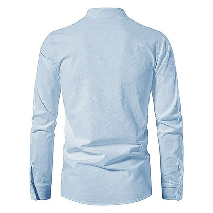 King Billion Men's Shirts Casual Men Cotton Linen Long Sleeve T-shirt Spring Autumn Vintage Shirt US Size Drawstring Neck