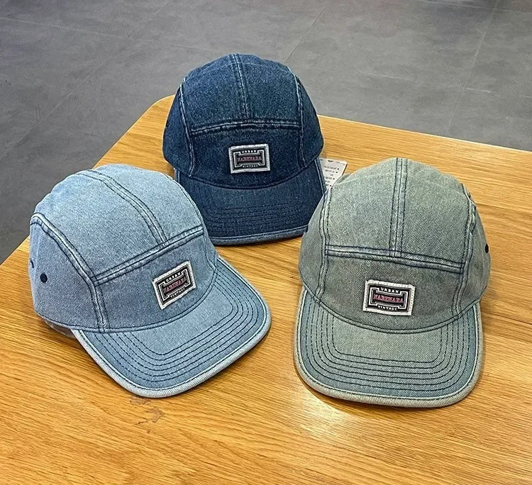 Vintage Flat Brim Denim Baseball Caps Male Women Harajuku Snapback Cap Fashion Streetwear 5 Panel Skateboard Hat casquette gorra