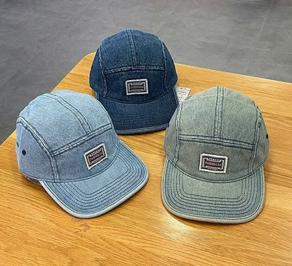 Vintage Flat Brim Denim Baseball Caps Male Women Harajuku Snapback Cap Fashion Streetwear 5 Panel Skateboard Hat casquette gorra