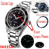 Custom Logo NH35 Movement Watch 10bars Mens 41mm Sapphire Ceramic Bezel Male Mechanical Clock Diver Sports Automatic Wristwatch