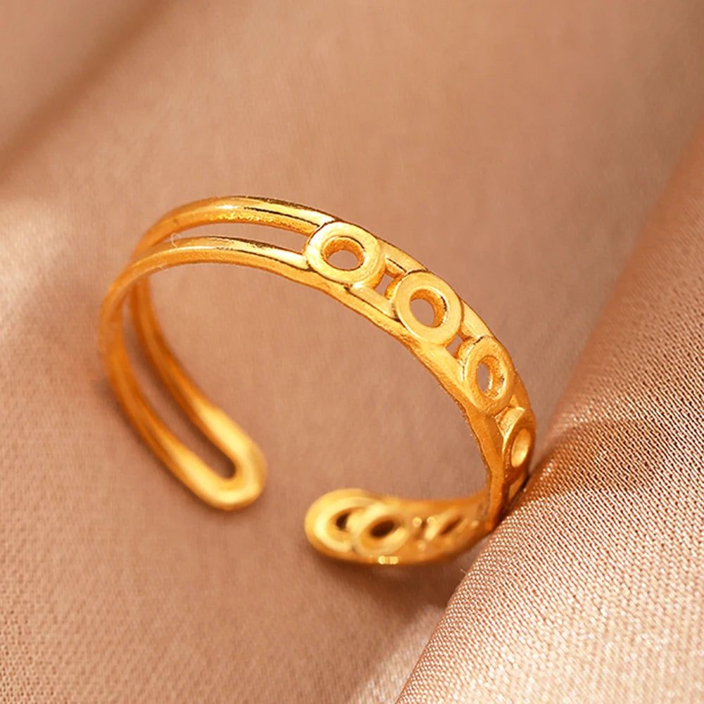 Stainless Steel Rings Simpler Geometric Fashion Vintage Fine Adjustable Open Rings For Women Jewelry Weddings Gifts New Trendy