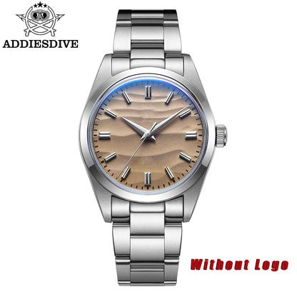 ADDIESDIVE Men's Watch Sand Dial 36mm Quartz Watch 100m Waterproof 316L Stainless Steel AR Coated Dome Glass WristWatch for Men