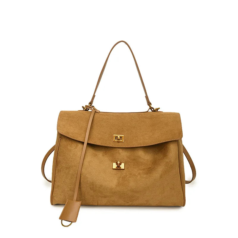 Vintage Ladies Tote Bag Brand Large Capacity Frosted Handbag High-end Pu Material Shoulder Messenger Bag Niche Simple Travel Bag