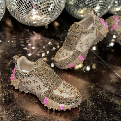 Luxury Designer Women's Sneakers Fashion Luxury Rhinestone Ladies Shoes 2025 New Outdoor Platform Female Sports Shoes Vulcanize