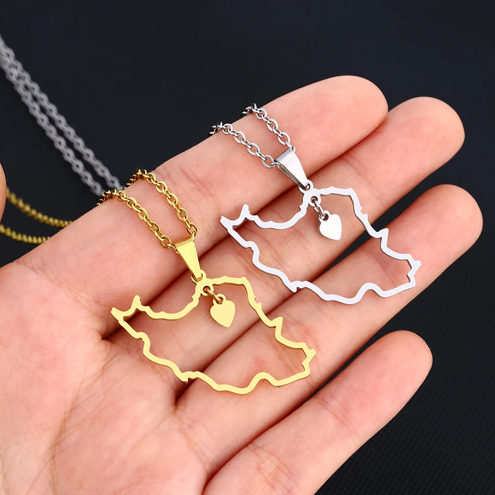 Islamic Republic of Iran Map Pendant Necklace Stainless Steel Gold/Silver Color Men Women Country Map Jewelry Gift