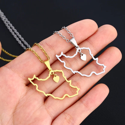 Islamic Republic of Iran Map Pendant Necklace Stainless Steel Gold/Silver Color Men Women Country Map Jewelry Gift