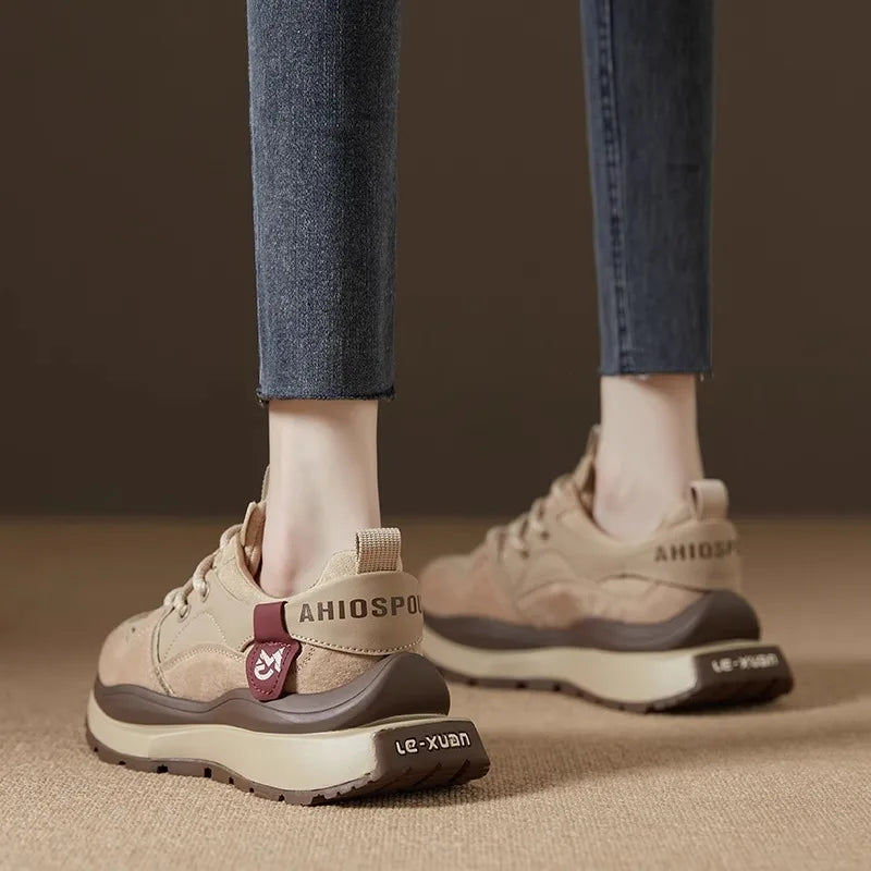 2025 original shoe replicas Retro luxury Sneakers For Women Design Cow suede High Street Girl's sneakers ladies tennis