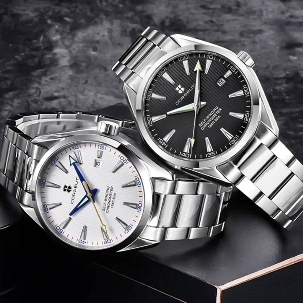 Corgeut 41mm Luxury NH35 Movt Man Sport Clock Automatic Relogio Masculino Mechanical Wristwatch Sapphire Steel Band Men's Watch