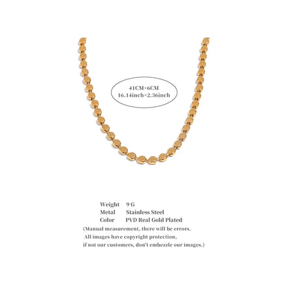 Yhpup Exquisite Stainless Steel Bright Square Chain Collar Necklace New Style 18K Real Gold Plated Daily Fashion Jewelry