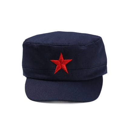 Unisex Cotton Men Cap Spring Summer Beach Outdoor Street Street Cool Church Sunhat Flat Top Hat With Red Star Dropshipping