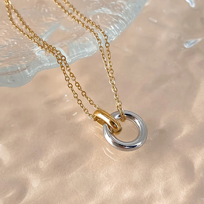 eManco Stainless Steel two-color pendant Necklaces For Women Chokers Trend Fashion Festival Party Gift Jewelry