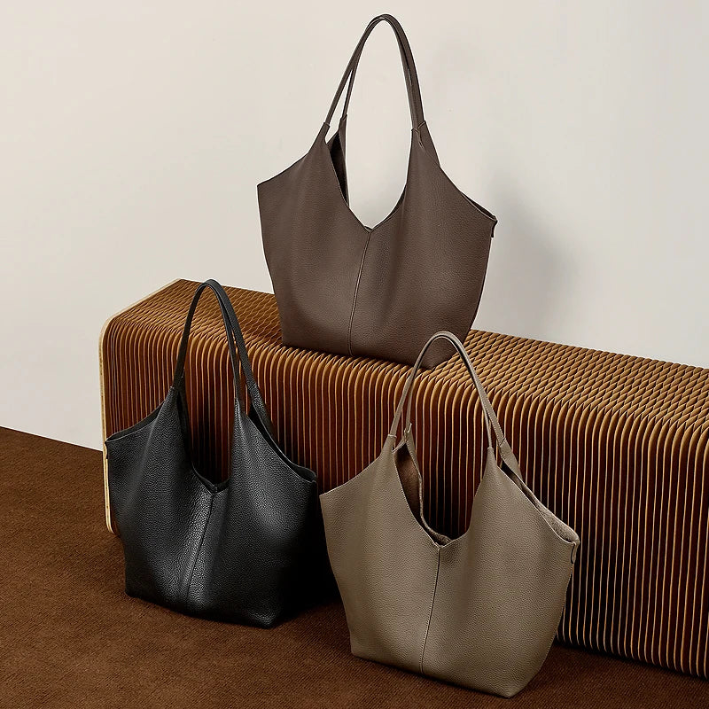Hifashion Cow Genuine Leather Large Underarm Shoulder Bags For Women 2026 Luxury Designer Shopping Tote Office Ladies Handbags