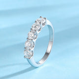 Lab Grown Diamond Eternity Band 1.1cttw 5 Stone D Color VVS Clarity 4mm S925 Sterling Silver Anniversary Wedding Rings