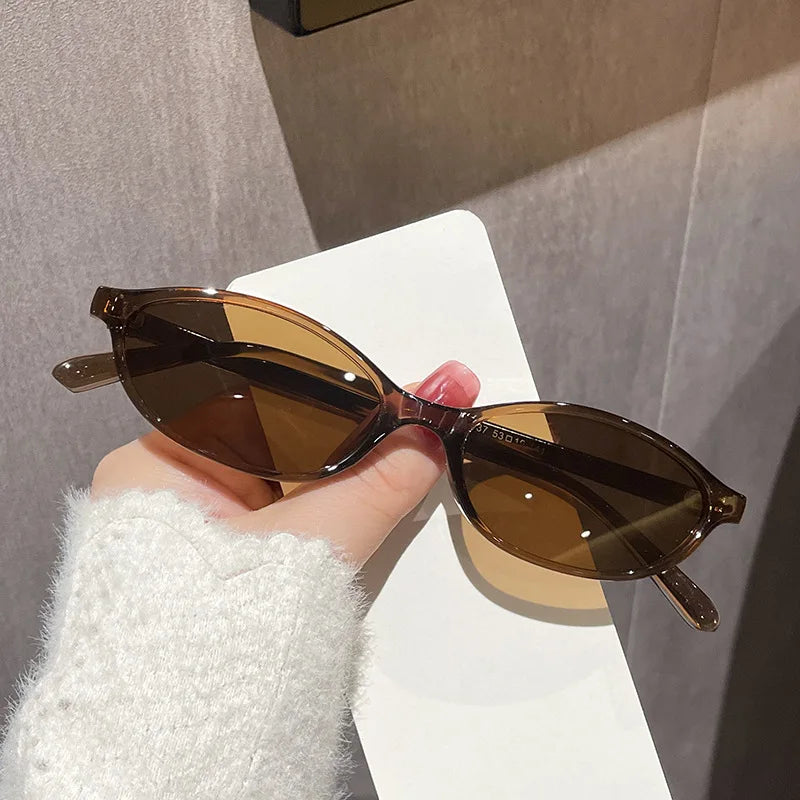 Cute Oval Small Frame Sunglasses Women New Retro Style Sexy brown Sun Glasses Ladies trendy Fashion Decorative Shades Eyeglass