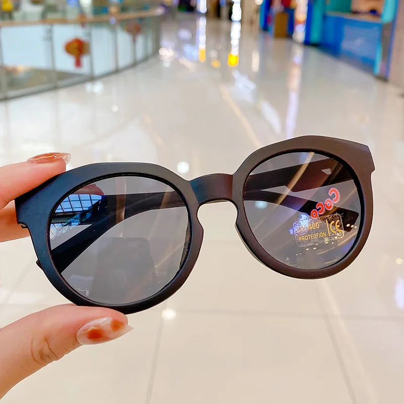 New Fashion Children Glasses Vintage Round Outdoor Sun Protection Sunglasses Baby Girls Acrylic UV400 Sunglasses Kids Eyeglasses