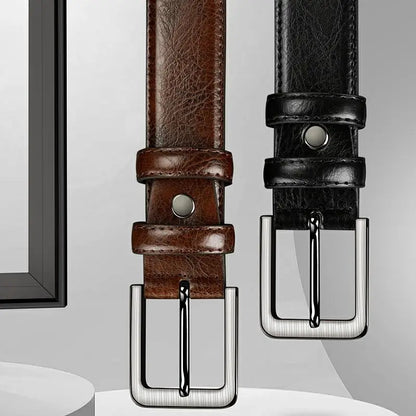 Authentic genuine leather luxury brand men's belt, fashionable business alloy needle buckle belt for men