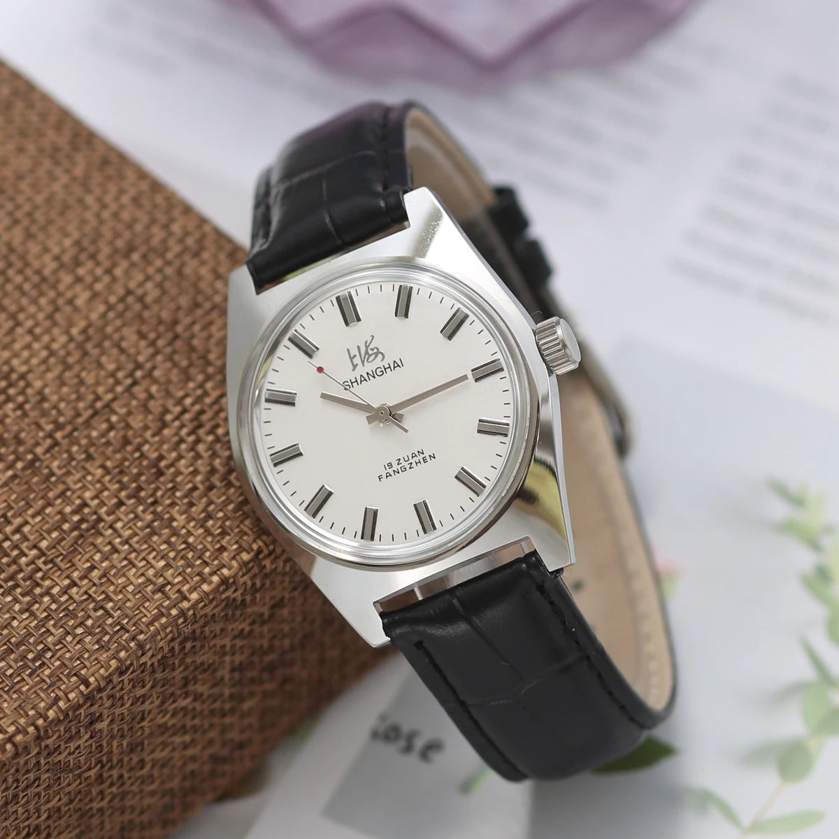 Shanghai Watches Sterile Dial Bauhaus Design 36mm Men's Mechanical Wristwatches Drop Shipper 7120