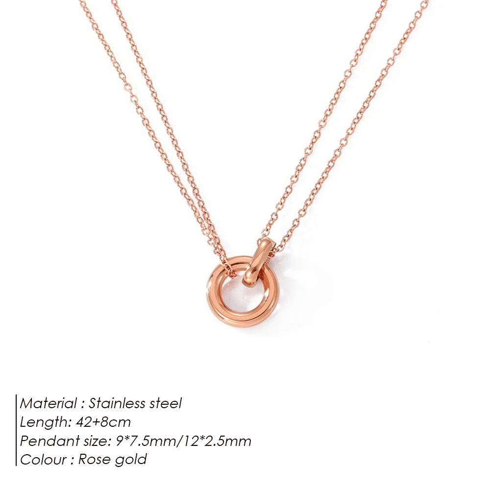 eManco Stainless Steel two-color pendant Necklaces For Women Chokers Trend Fashion Festival Party Gift Jewelry