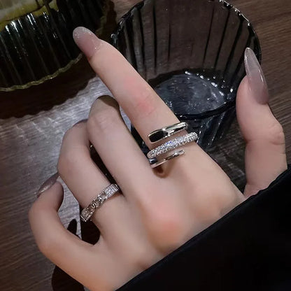 Fashion Trend Pink Crystal Bowknot Heart Rings Zircon Ring Y2K Shiny Zircon Rings for Women Girls Party Aesthetic Jewelry 2024 N