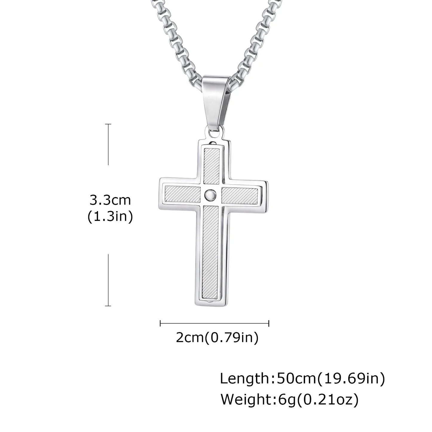 Basic Punk Cross Necklace for Men Boys,Stainless Steel Silver Color Cross Pendant Necklace,Christian Religious Jewelry Gift