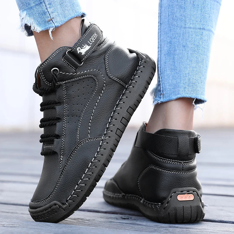 Shoes for Women Spring/Autumn Handmade Leather Casual Shoes Fashion Softe Causal Walking Sneakers Breathable Women's Ankle Boots