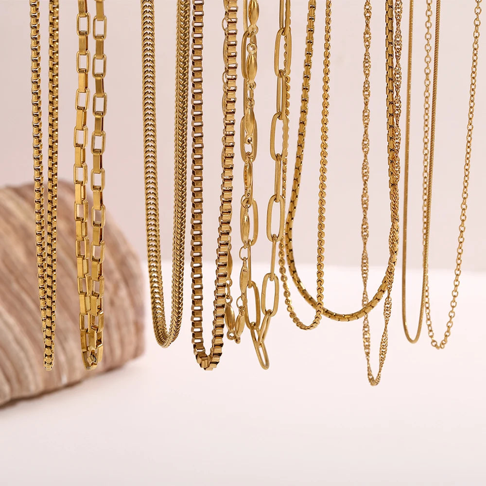 MamacitaSlay water wave chain snake chain Women's stainless steel necklace Bracelets Belly Chain Various styles Jewelry