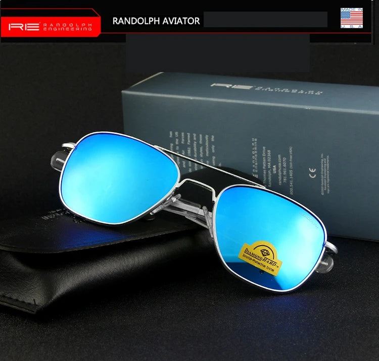 RE Sunglasses Men Top Quality Anti-Scratches American Army Military Mirror AGX Tempered Glass Lens Pilot Sun Glasses UV400