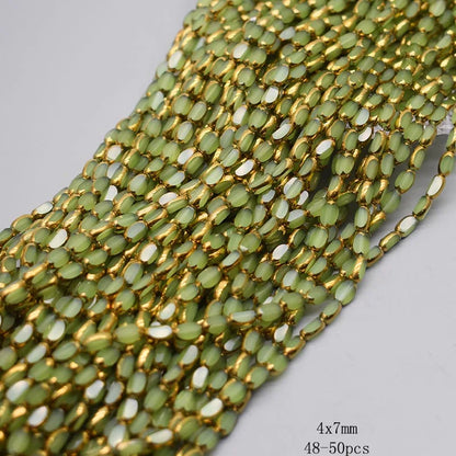 4x7mm 50pcs/lot Briolette Oval Glass Beads Plating Gold Color Crystal Glass Loose Spacer Beads For Beads for Jewelry Making DIY
