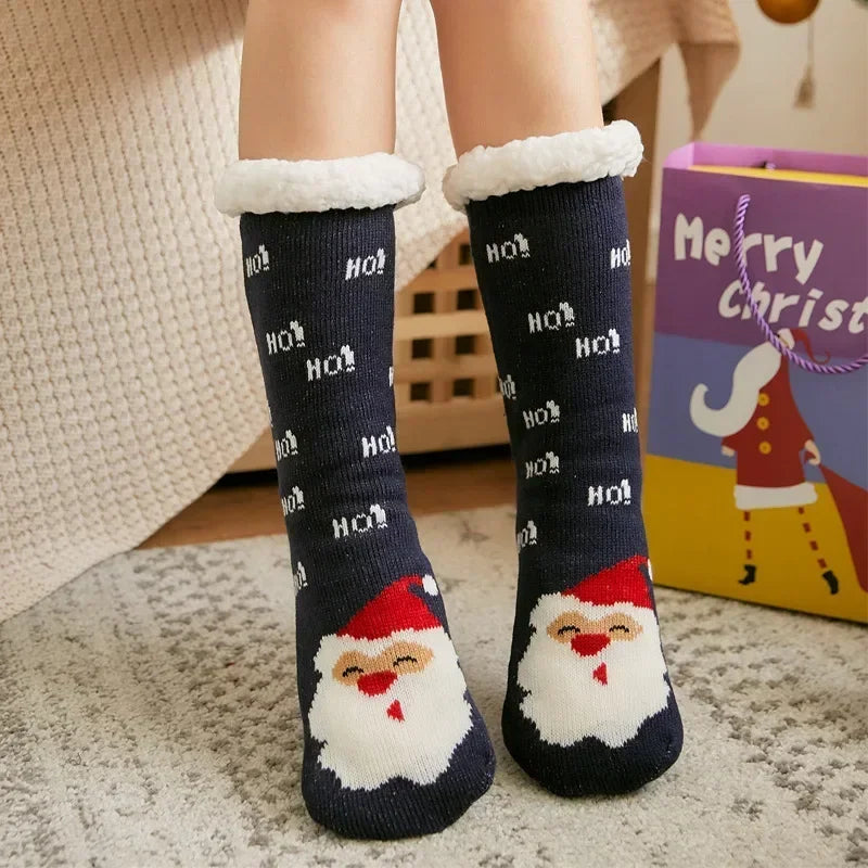 Christmas Gift Thermal Socks Women Winter Warm nightwear Plush Soft Floor Fuzzy Fluffy Fur Slipper Sock Thick Ladies Cute Cow