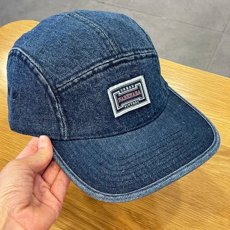 Vintage Flat Brim Denim Baseball Caps Male Women Harajuku Snapback Cap Fashion Streetwear 5 Panel Skateboard Hat casquette gorra