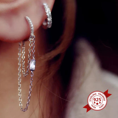 Women Pure Silver Series 925 Sterling Silver Ear Needle Geometric/Butterfly Flowers Pendant hoop Earrings Crystal Zircon Jewelry