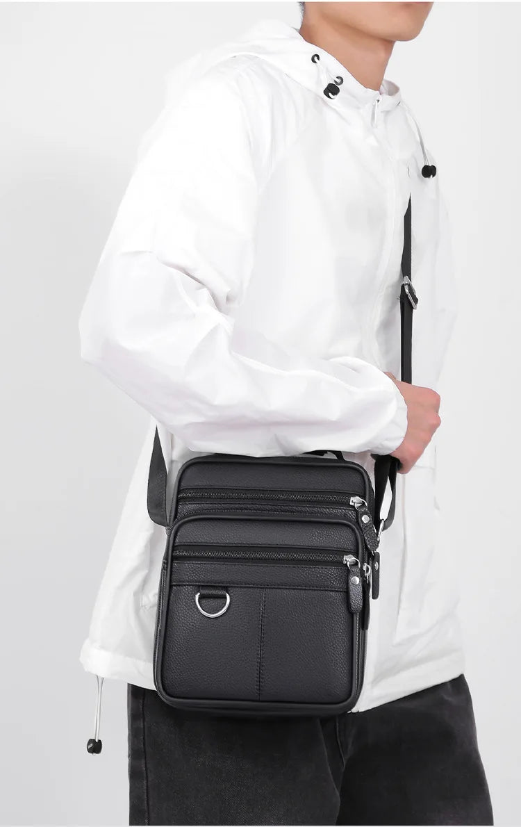 High quality genuine leather men's crossbody bag soft cowhide simple, casual, business style small shoulder bag for men Handbag