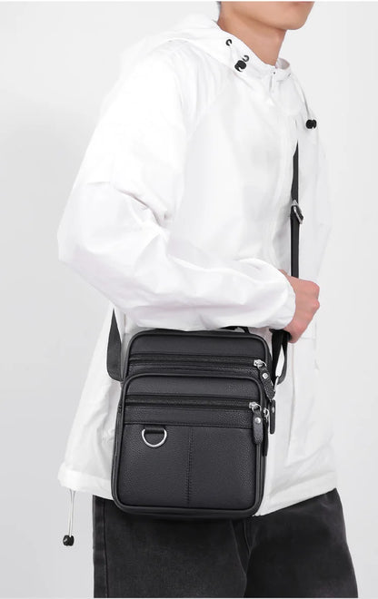 High quality genuine leather men's crossbody bag soft cowhide simple, casual, business style small shoulder bag for men Handbag
