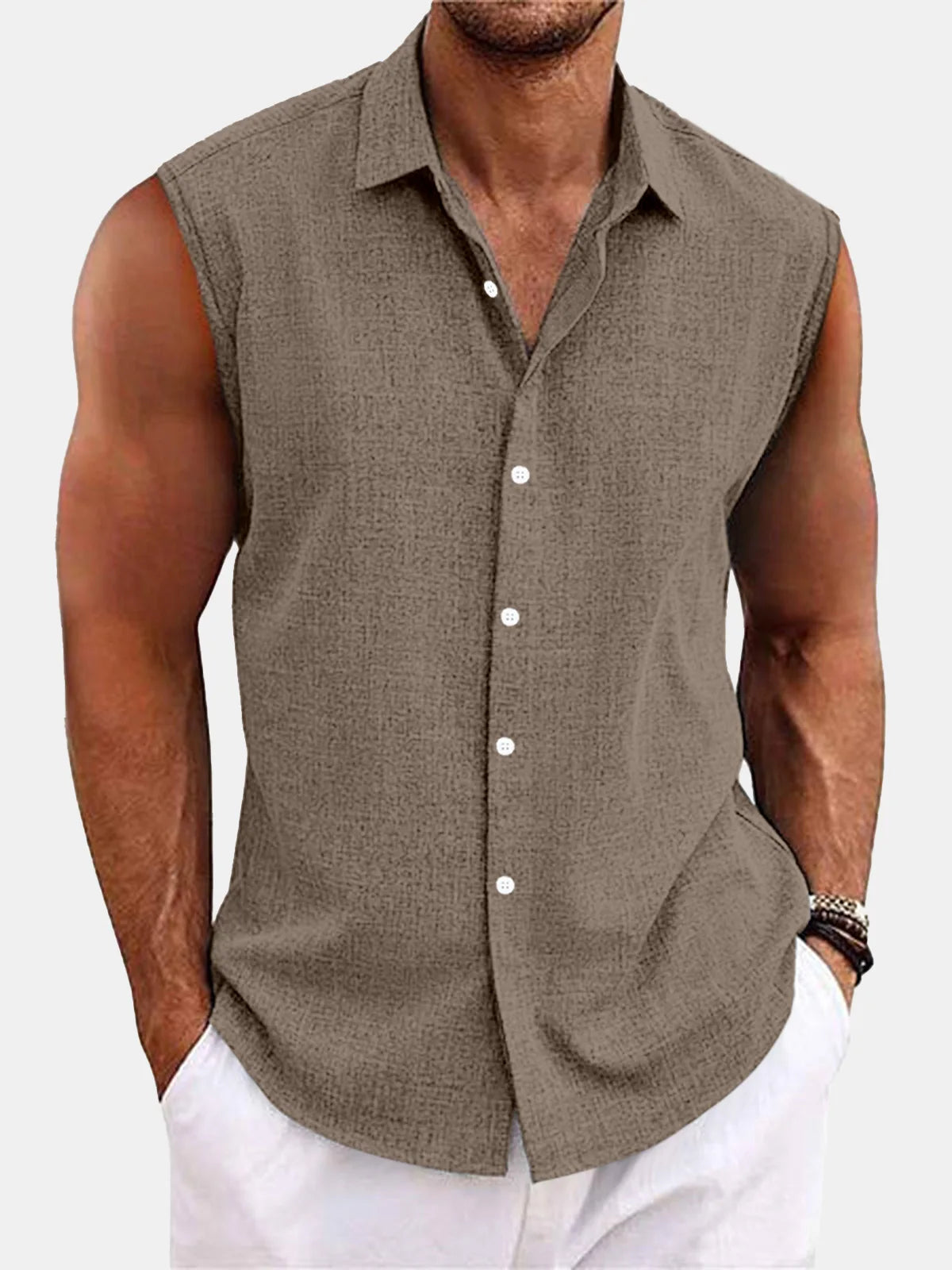 Men's Summer Short Sleeve Shirt Casual Solid Color Beach Top with Collar Lightweight Breathable Casual Button Up Shirts for Men