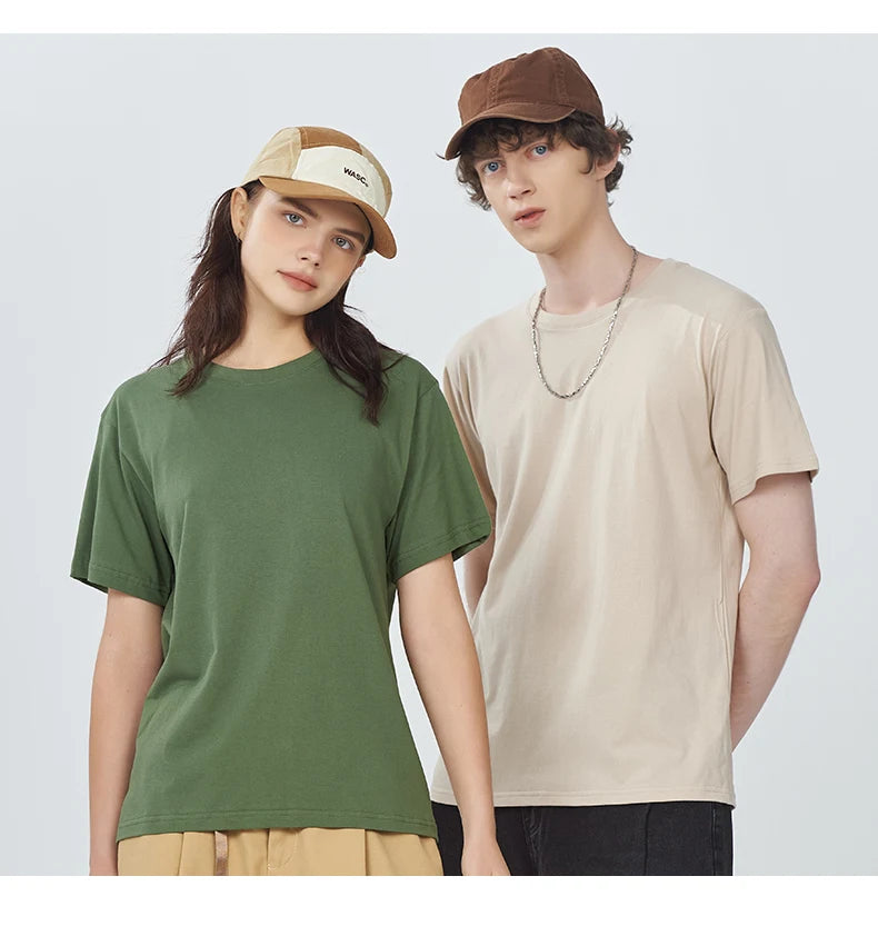 100% Cotton Solid Tshirts Men Woman Short Sleeve Fashion Brand Trend Casual Soft Clothing Tees Customized Products Summer Tops