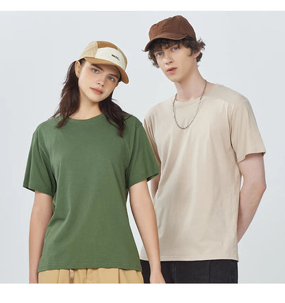 100% Cotton Solid Tshirts Men Woman Short Sleeve Fashion Brand Trend Casual Soft Clothing Tees Customized Products Summer Tops