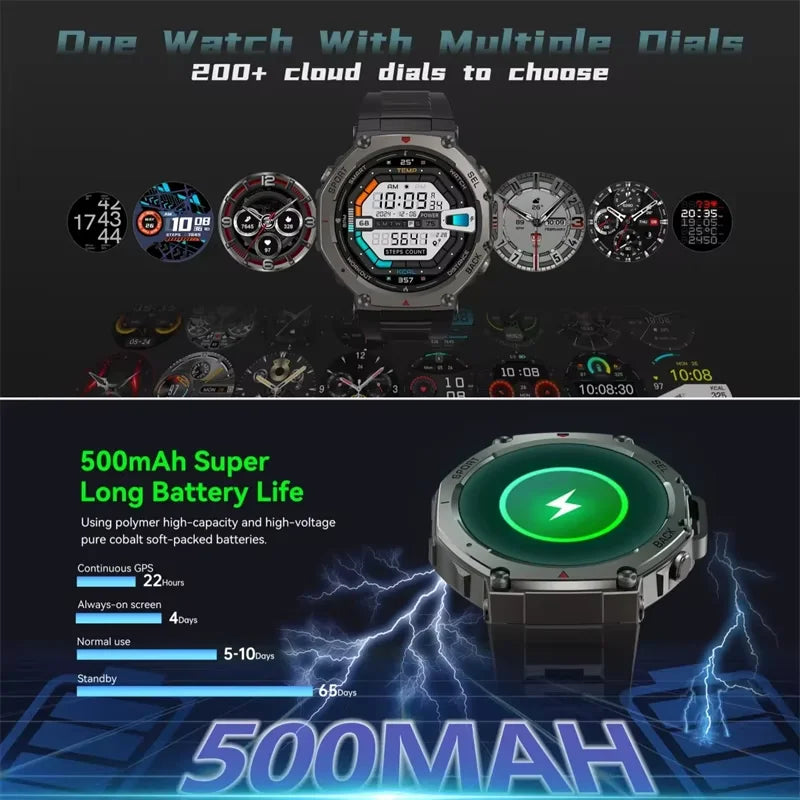 Smart Watch For T-Rex 3 GPS Smartwatch AMOLED Touch Screen 5ATM Outdoor Compass Smart Fitness Sport Monitor Men Watch ForXiaomi