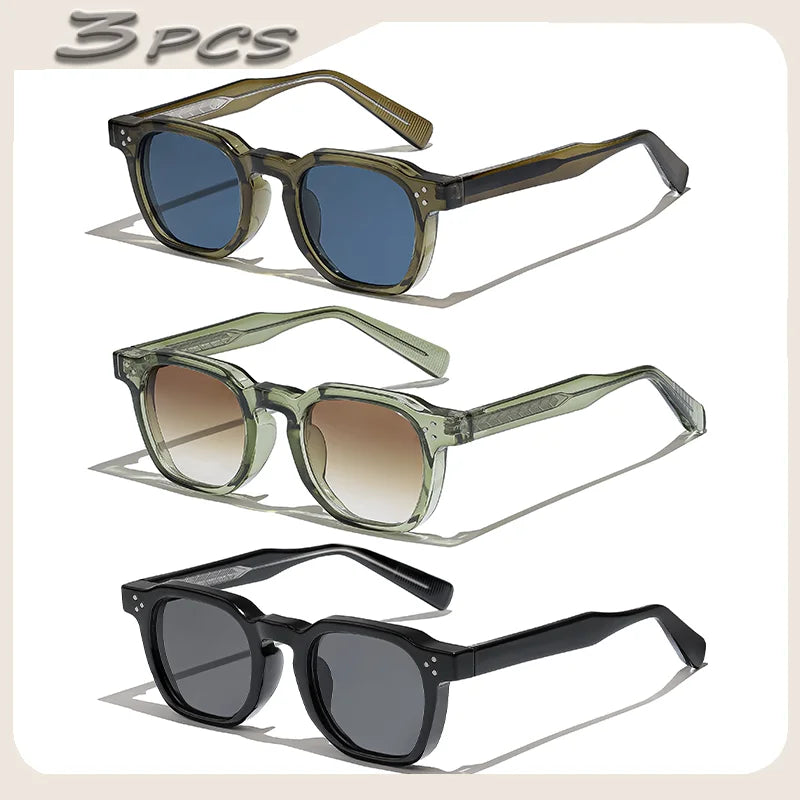 1/2/3 Pcs Wholesale New Square Retro Sunglasses Men Fashion Punk Sun Glasses Women Travel Eyewear Lunette De Soleil Femme UV400
