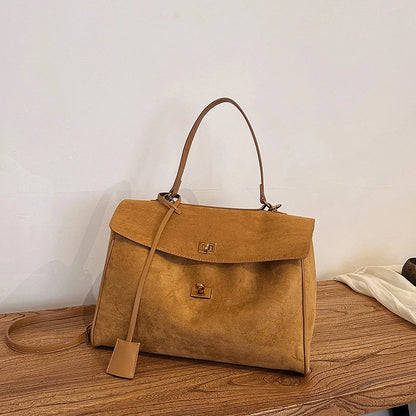 Vintage Ladies Tote Bag Brand Large Capacity Frosted Handbag High-end Pu Material Shoulder Messenger Bag Niche Simple Travel Bag