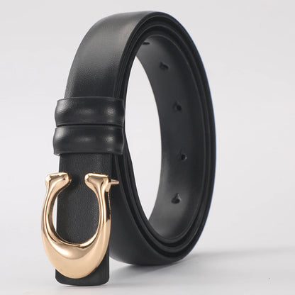 Fashionable C-shaped Smooth Buckle Durable Belt Simple Soft Women's Double-sided Belt With Casual Pants Clothing Accessories