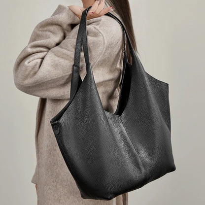 Hifashion Cow Genuine Leather Large Underarm Shoulder Bags For Women 2026 Luxury Designer Shopping Tote Office Ladies Handbags