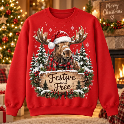 Christmas Crewneck Sweatshirt Santa Snowman Penguin Cat Dog Moose Holiday Graphic Pullover Winter Casual Party Streetwear Top