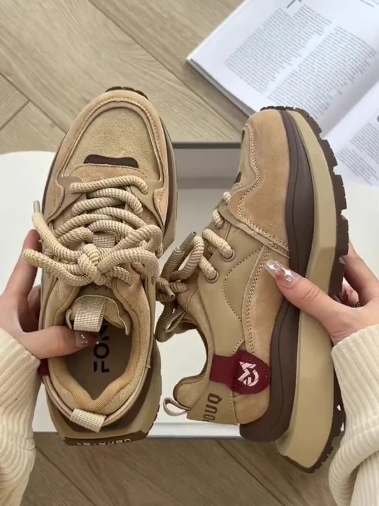 2025 original shoe replicas Retro luxury Sneakers For Women Design Cow suede High Street Girl's sneakers ladies tennis