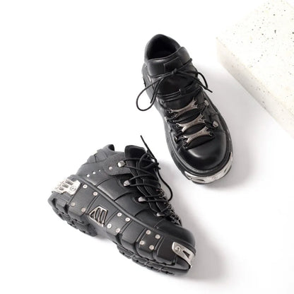 2024 New Women's Heavy Metal Punk Sneakers Platform Dad Shoes Men