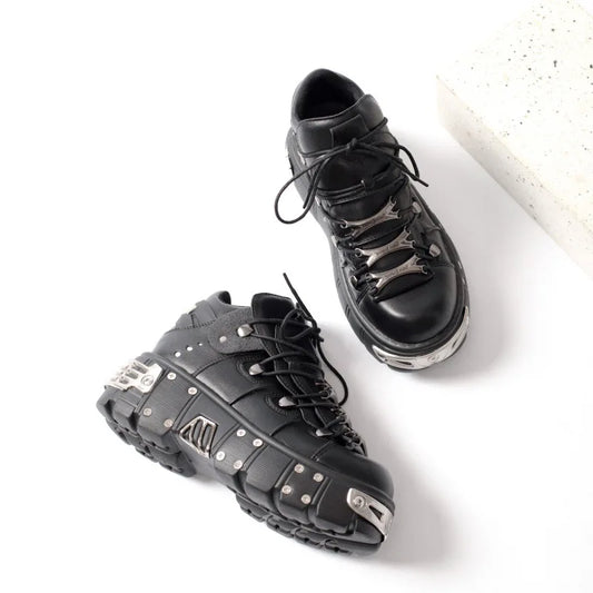2024 New Women's Heavy Metal Punk Sneakers Platform Dad Shoes Men