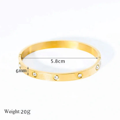 Fashion Design Gold Color Zircon And Cross Nut Nail Bangle Gold & Stainless Steel For Woman Bracelet buckle Classic jewelry