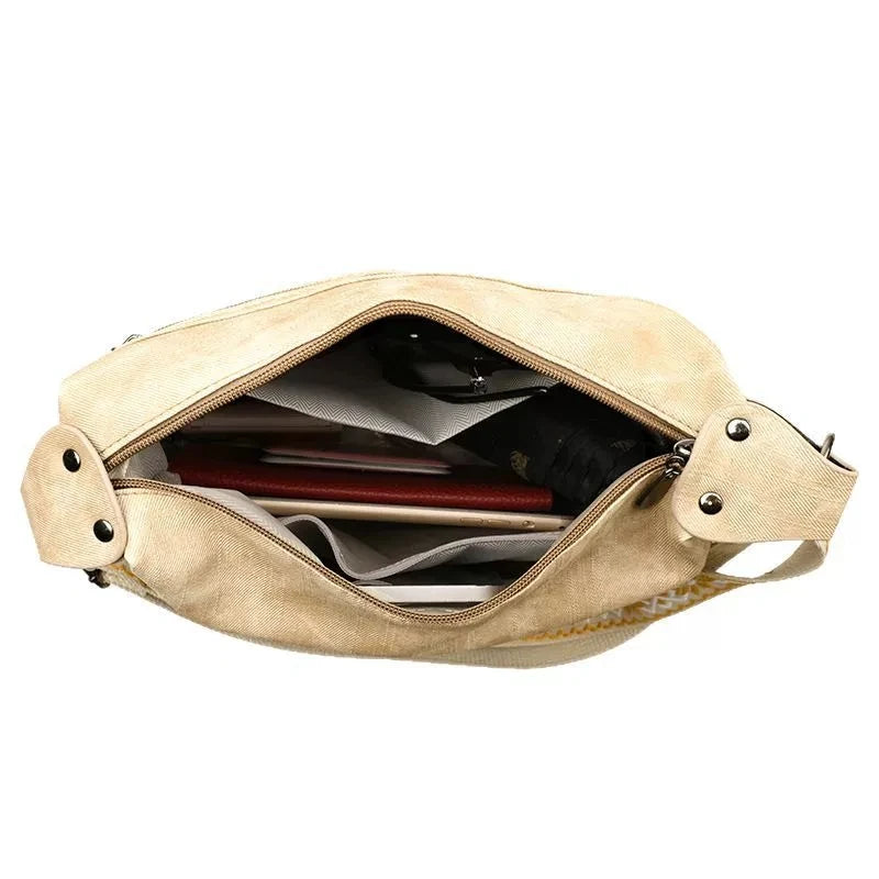 Vintage Style Shoulder Bag for Women Multi Layer Versatile Faux Leather Crossbody Bag Casual Handbag Purse with Zipper Closure